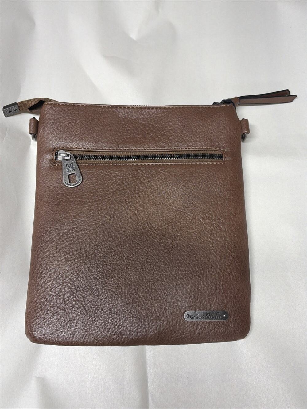 Montana West - Brown Leather Crossbody Bag - **Missing Strap** Zipper Closure
